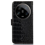 Xiaomi 14 Ultra Crocodile Series Læderpung med RFID - Sort