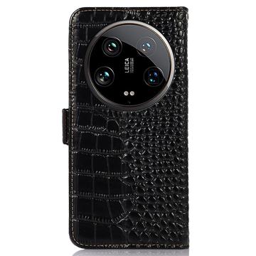 Xiaomi 14 Ultra Crocodile Series Læderpung med RFID - Sort