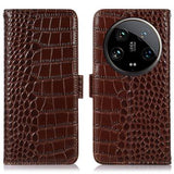 Xiaomi 14 Ultra Crocodile Series Læderpung med RFID - Brun