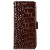 Xiaomi 14 Ultra Crocodile Series Læderpung med RFID - Brun