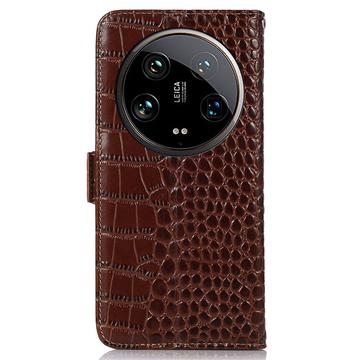 Xiaomi 14 Ultra Crocodile Series Læderpung med RFID - Brun
