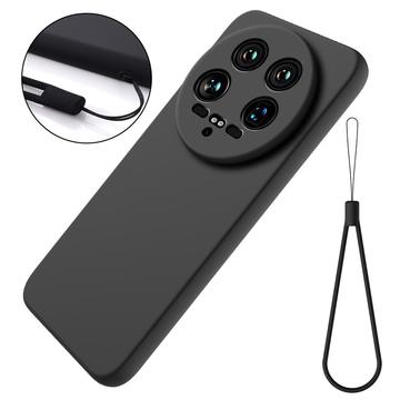 Xiaomi 14 Ultra Liquid Silikone Cover med Strop - Sort