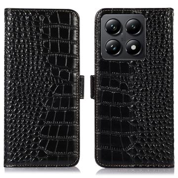 Xiaomi 14T Crocodile Series Læderpung med RFID - Sort