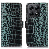 Xiaomi 14T Crocodile Series Læderpung med RFID - Grøn