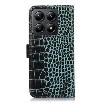 Xiaomi 14T Crocodile Series Læderpung med RFID - Grøn