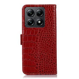 Xiaomi 14T Crocodile Series Læderpung med RFID - Rød