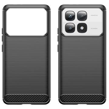 Xiaomi 14T Pro Børstet TPU Cover - Karbonfiber - Sort