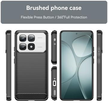 Xiaomi 14T Pro Børstet TPU Cover - Karbonfiber - Sort