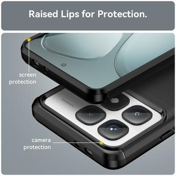 Xiaomi 14T Pro Børstet TPU Cover - Karbonfiber - Sort