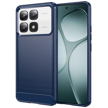 Xiaomi 14T Pro Børstet TPU Cover - Karbonfiber - Blå