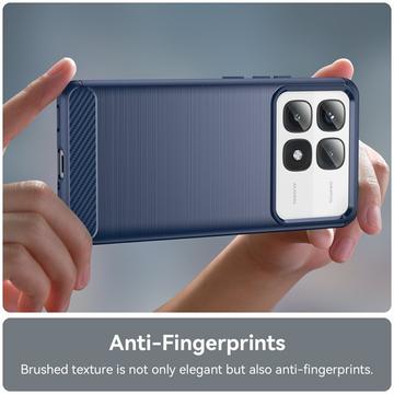 Xiaomi 14T Pro Børstet TPU Cover - Karbonfiber - Blå