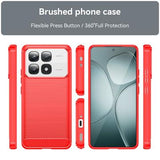 Xiaomi 14T Pro Børstet TPU Cover - Karbonfiber - Rød