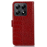 Xiaomi 14T Pro Crocodile Series Læderpung med RFID - Rød