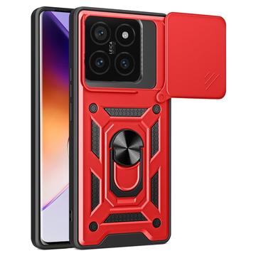 Xiaomi 14T Pro Roterende Ring Hybrid Cover med Kameraskjold - Rød