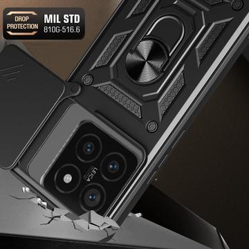 Xiaomi 14T Pro Roterende Ring Hybrid Cover med Kameraskjold - Rød