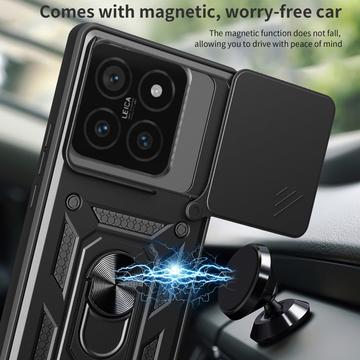Xiaomi 14T Pro Roterende Ring Hybrid Cover med Kameraskjold - Rød