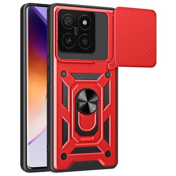 Xiaomi 14T Roterende Ring Hybrid Cover med Kameraskjold - Rød