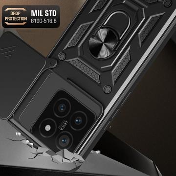 Xiaomi 14T Roterende Ring Hybrid Cover med Kameraskjold - Rød