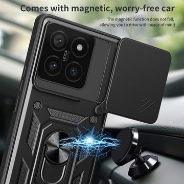 Xiaomi 14T Roterende Ring Hybrid Cover med Kameraskjold - Rød