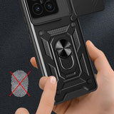 Xiaomi 14T Roterende Ring Hybrid Cover med Kameraskjold - Rød