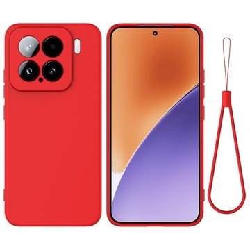 Xiaomi 15 Flydende silikone cover med håndrem - rød