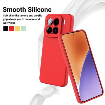 Xiaomi 15 Flydende silikone cover med håndrem - rød
