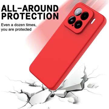 Xiaomi 15 Flydende silikone cover med håndrem - rød