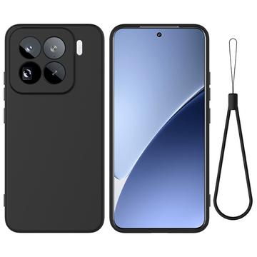 Xiaomi 15 Pro Flydende silikone cover med håndrem - sort