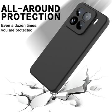 Xiaomi 15 Pro Flydende silikone cover med håndrem - sort