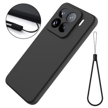 Xiaomi 15 Pro Flydende silikone cover med håndrem - sort