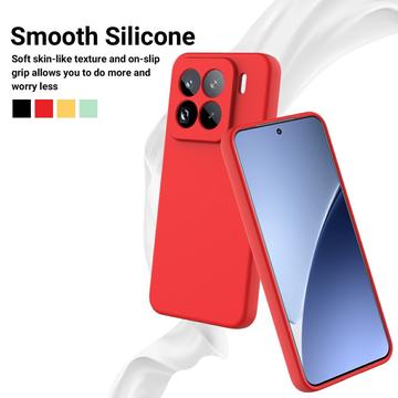 Xiaomi 15 Pro Flydende silikone cover med håndrem - rød