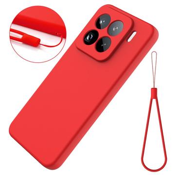 Xiaomi 15 Pro Flydende silikone cover med håndrem - rød