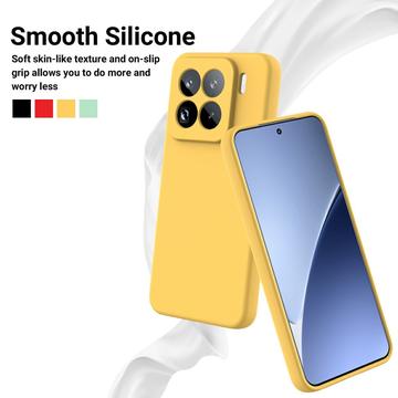 Xiaomi 15 Pro Flydende silikone cover med håndrem - gul