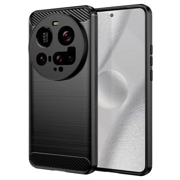 Xiaomi 15 Ultra Børstet TPU Cover - Karbonfiber - Sort