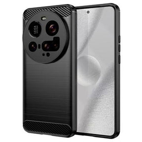 Xiaomi 15 Ultra Børstet TPU Cover - Karbonfiber - Sort