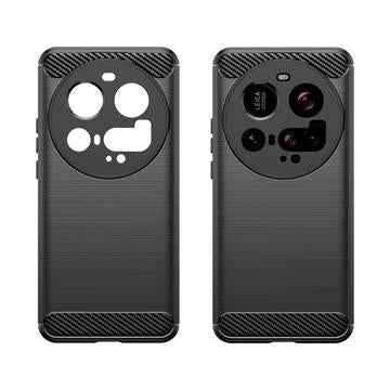 Xiaomi 15 Ultra Børstet TPU Cover - Karbonfiber - Sort
