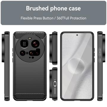 Xiaomi 15 Ultra Børstet TPU Cover - Karbonfiber - Sort