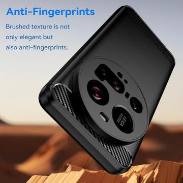 Xiaomi 15 Ultra Børstet TPU Cover - Karbonfiber - Sort