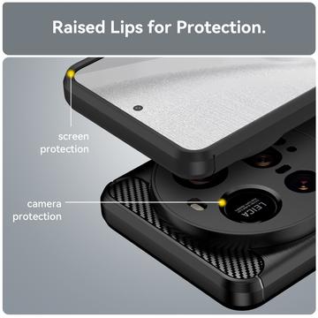 Xiaomi 15 Ultra Børstet TPU Cover - Karbonfiber - Sort
