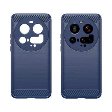 Xiaomi 15 Ultra Børstet TPU Cover - Karbonfiber - Blå