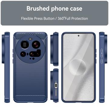 Xiaomi 15 Ultra Børstet TPU Cover - Karbonfiber - Blå