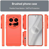 Xiaomi 15 Ultra Børstet TPU Cover - Karbonfiber - Rød