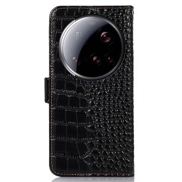Xiaomi 15 Ultra Crocodile Series Læderpung med RFID - Sort