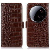 Xiaomi 15 Ultra Crocodile Series Læderpung med RFID - Brun