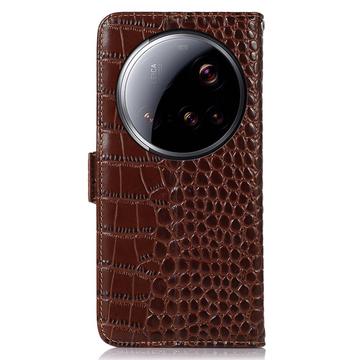 Xiaomi 15 Ultra Crocodile Series Læderpung med RFID - Brun