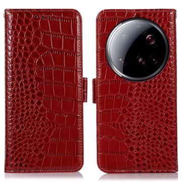 Xiaomi 15 Ultra Crocodile Series Læderpung med RFID - Rød