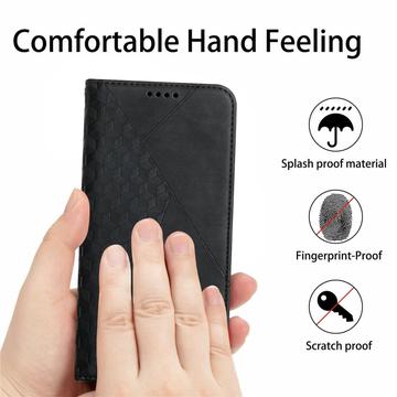 Xiaomi 15 Ultra Rombe Mønster Pung Cover med magnetisk lukning - Sort
