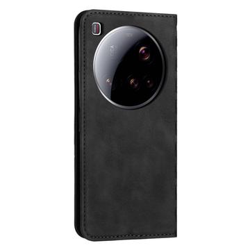 Xiaomi 15 Ultra Rombe Mønster Pung Cover med magnetisk lukning - Sort