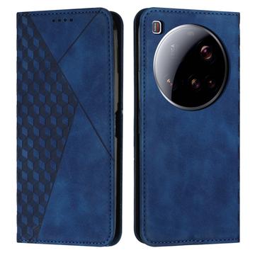 Xiaomi 15 Ultra Rombe Mønster Pung Cover med magnetisk lukning - Blå