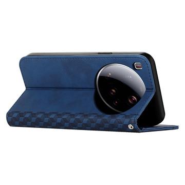 Xiaomi 15 Ultra Rombe Mønster Pung Cover med magnetisk lukning - Blå